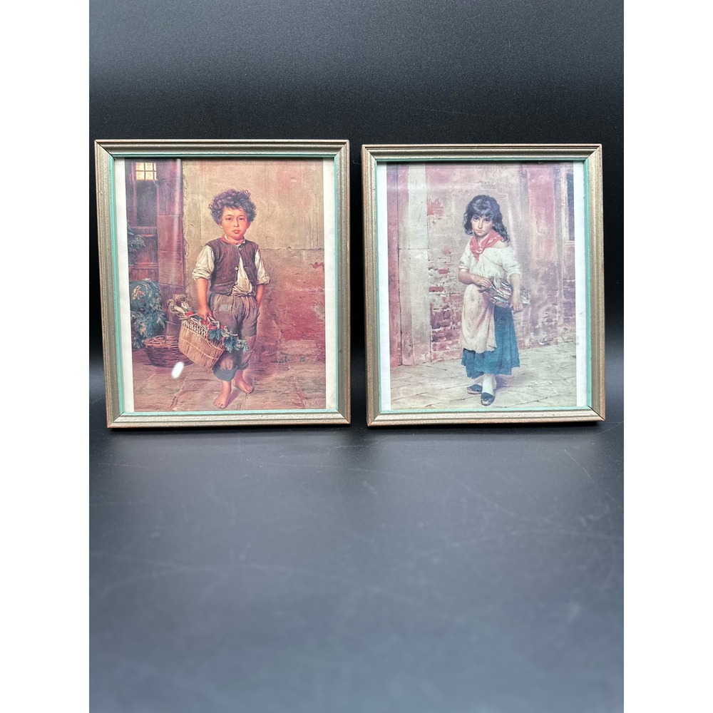 Vintage‎ Prints Barefoot Boy & Little Fish Peddler Set of 2 EV Blads E Stockler